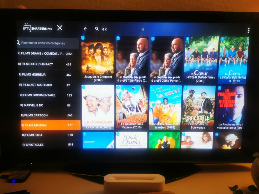 écran d'accueil du boitier tv